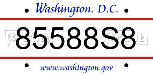 85588S8 District Of Columbia License Plate