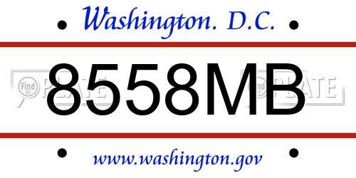 8558MB District Of Columbia License Plate