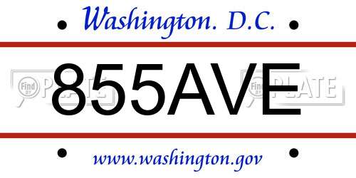 855AVE District Of Columbia License Plate