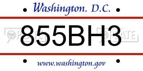855BH3 District Of Columbia License Plate