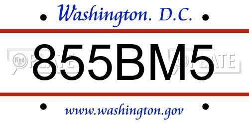 855BM5 District Of Columbia License Plate
