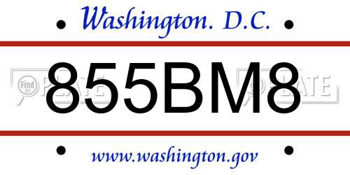 855BM8 District Of Columbia License Plate