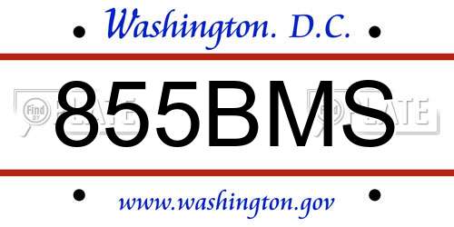 855BMS District Of Columbia License Plate