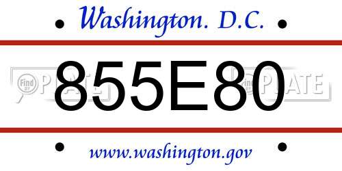 855E80 District Of Columbia License Plate