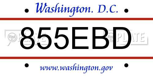 855EBD District Of Columbia License Plate