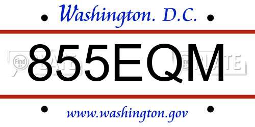 855EQM District Of Columbia License Plate