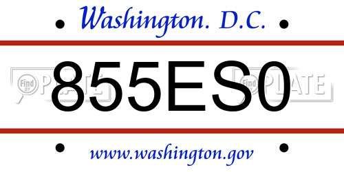 855ES0 District Of Columbia License Plate