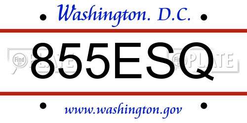 855ESQ District Of Columbia License Plate