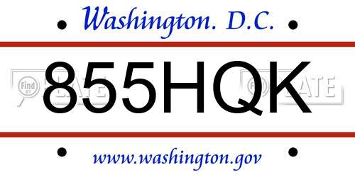 855HQK District Of Columbia License Plate