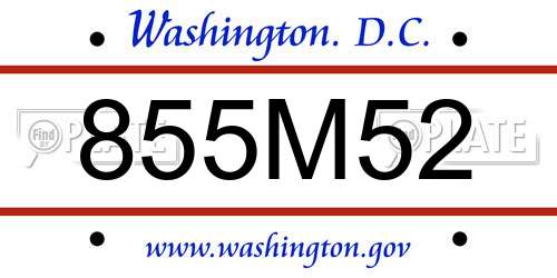 855M52 District Of Columbia License Plate