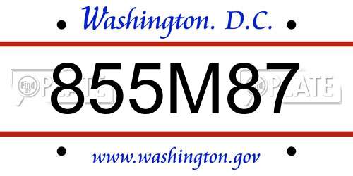 855M87 District Of Columbia License Plate
