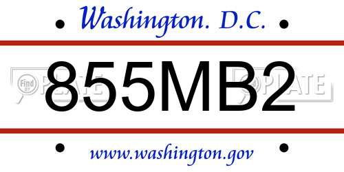 855MB2 District Of Columbia License Plate