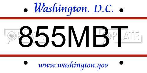 855MBT District Of Columbia License Plate