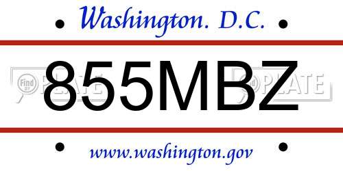 855MBZ District Of Columbia License Plate