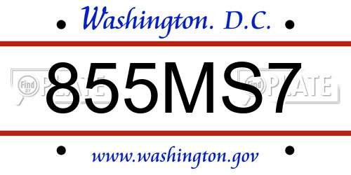 855MS7 District Of Columbia License Plate