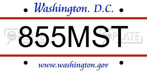 855MST District Of Columbia License Plate