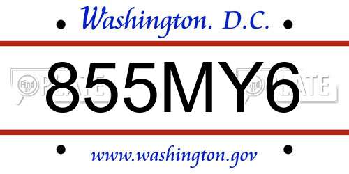 855MY6 District Of Columbia License Plate