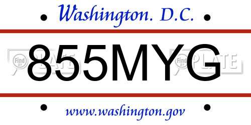 855MYG District Of Columbia License Plate