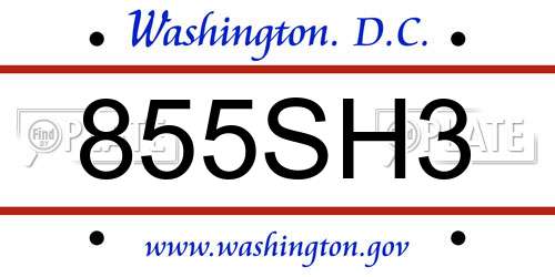 855SH3 District Of Columbia License Plate
