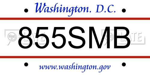 855SMB District Of Columbia License Plate