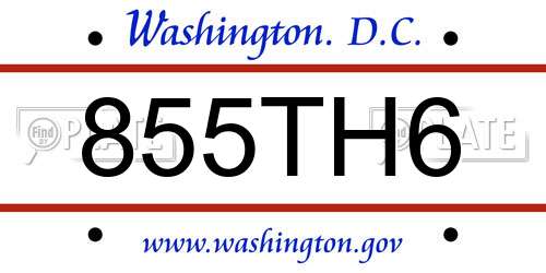 855TH6 District Of Columbia License Plate