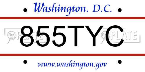 855TYC District Of Columbia License Plate