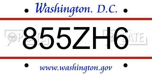 855ZH6 District Of Columbia License Plate