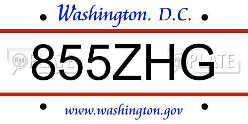 855ZHG District Of Columbia License Plate