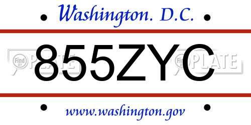 855ZYC District Of Columbia License Plate