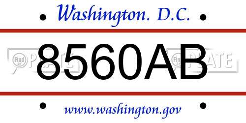 8560AB District Of Columbia License Plate