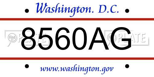 8560AG District Of Columbia License Plate