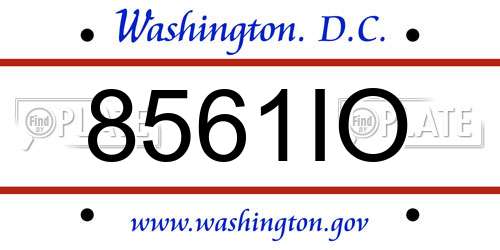 8561IO District Of Columbia License Plate