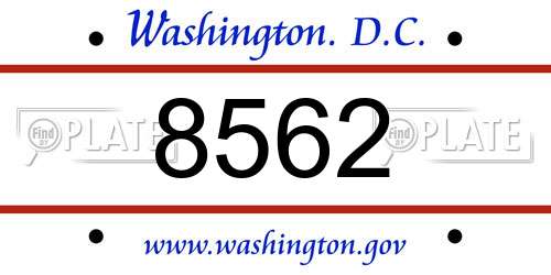 8562 District Of Columbia License Plate