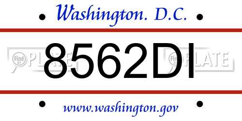 8562DI District Of Columbia License Plate