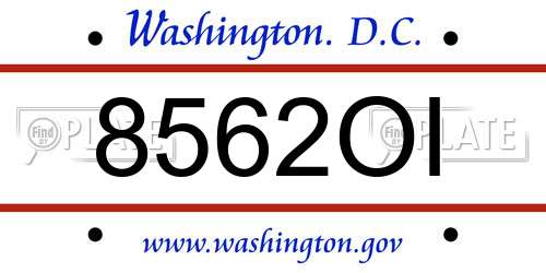 8562OI District Of Columbia License Plate