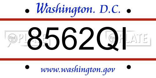 8562QI District Of Columbia License Plate