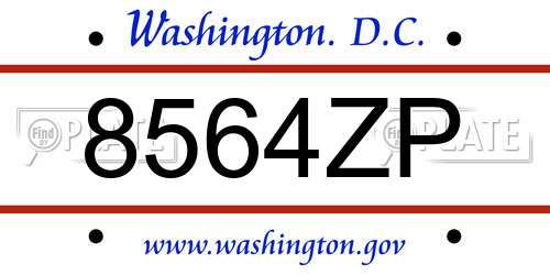 8564ZP District Of Columbia License Plate