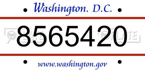 8565420 District Of Columbia License Plate