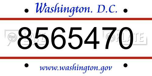 8565470 District Of Columbia License Plate