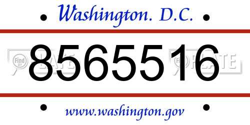 8565516 District Of Columbia License Plate