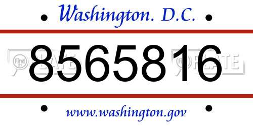 8565816 District Of Columbia License Plate