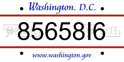 85658I6 District Of Columbia License Plate