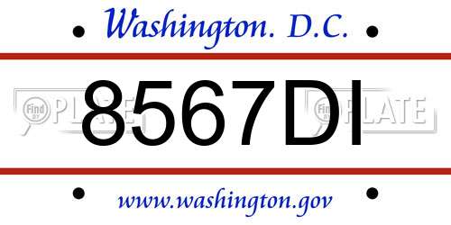 8567DI District Of Columbia License Plate