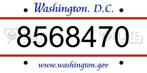 8568470 District Of Columbia License Plate