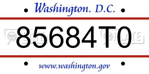 85684T0 District Of Columbia License Plate