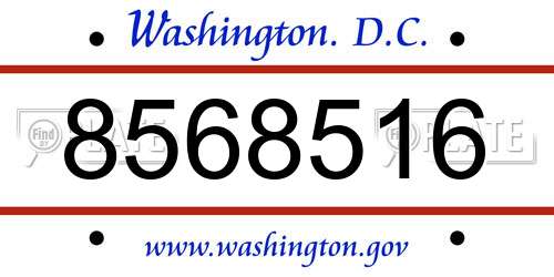 8568516 District Of Columbia License Plate