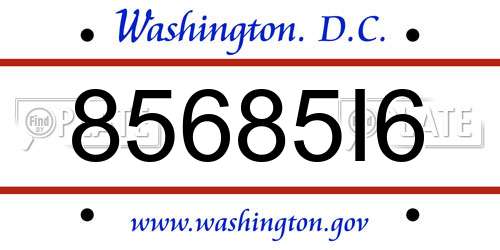 85685I6 District Of Columbia License Plate