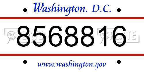 8568816 District Of Columbia License Plate