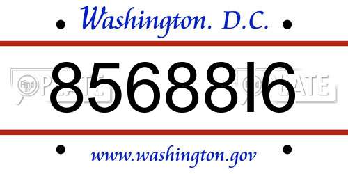 85688I6 District Of Columbia License Plate