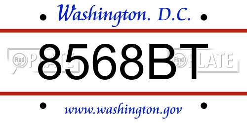 8568BT District Of Columbia License Plate
